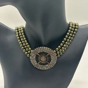 Heidi Daus Vintage Crystal Disc Olive Bead Choker/Necklace